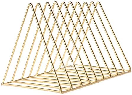 HBJWOV Iron LP Record Rack Triangle Book Magzine Holder Desk Storage Organizer(Gray)