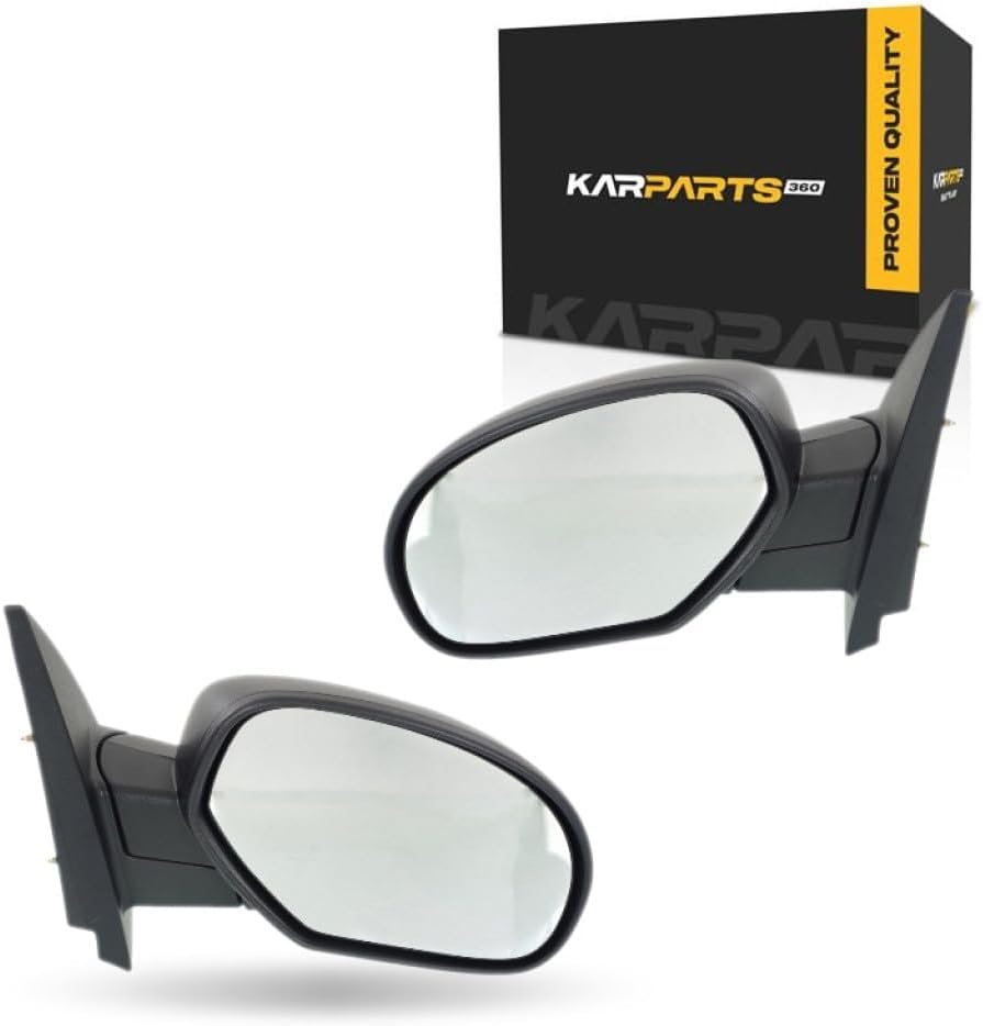 KarParts360 For Chevy Silverado 1500 2007-2013 Door Mirror Driver And Passenger Side | Pair | Manual Folding | Textured Black | Replacement For GM1320332, GM1321332 | 20843118, 20809978