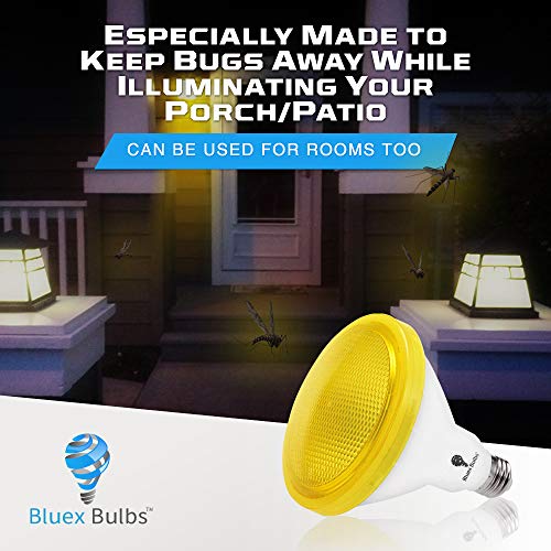 2 Pack Par38 Amber Yellow Led Bug Light Bulb E26 Flood Light Bulb - 10W 100W Equivalent, Warm Bug-Free Lighting For Home, Porch, Yard, Indoor Outdoor, Patio, Holiday, Party Bulb, Insect Repellent #TOP2