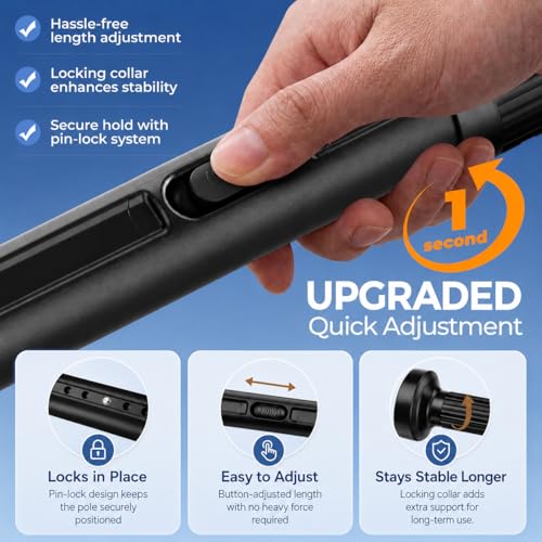 Image of ALLZONE Adjustable Tension Curtain Rod, 40-121 inches, Heavy Duty Curtain Rods No Drilling, Anti-Slip Tension Rod for Window, Shower, Outdoor & Patio, Easy to Install, 1.26In Diameter, Black