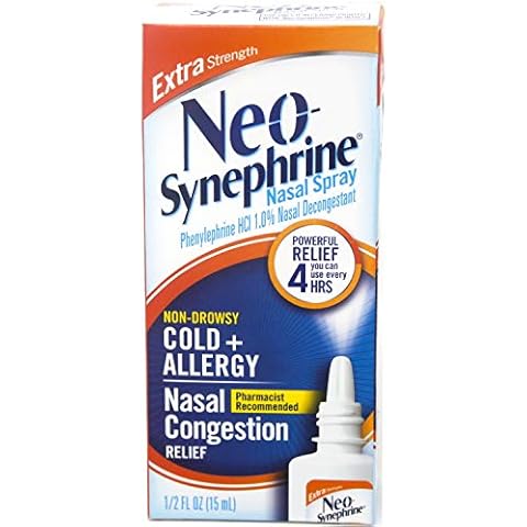 Neo-Synephrine Nasal Spray , Extra Strength Formula, 0.50 Ounces each (Value Pack of 4) Cover
