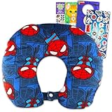 Marvel Spiderman Travel Neck Pillow for Kids- Bundle with 13' Spiderman Neck Pillow, & More | Spiderman Travel Accessories Set