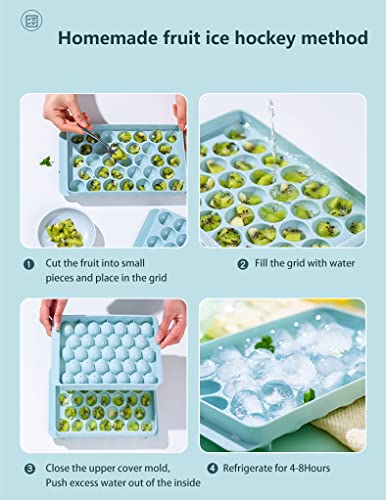 Nuoyang Round Ice Cube Tray With Lid, Ice Ball Maker Mold For Freezer With Container Mini Circle, Ice Cube Tray Making, 33Pcs Sphere Ice Chilling Cocktail Whiskey Tea Coffee #TOP2