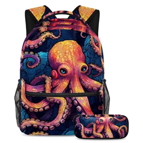 Cartables Pop Art Octopus Seaworld lot de 2 grand volume contre le mal de dos des étudiants
