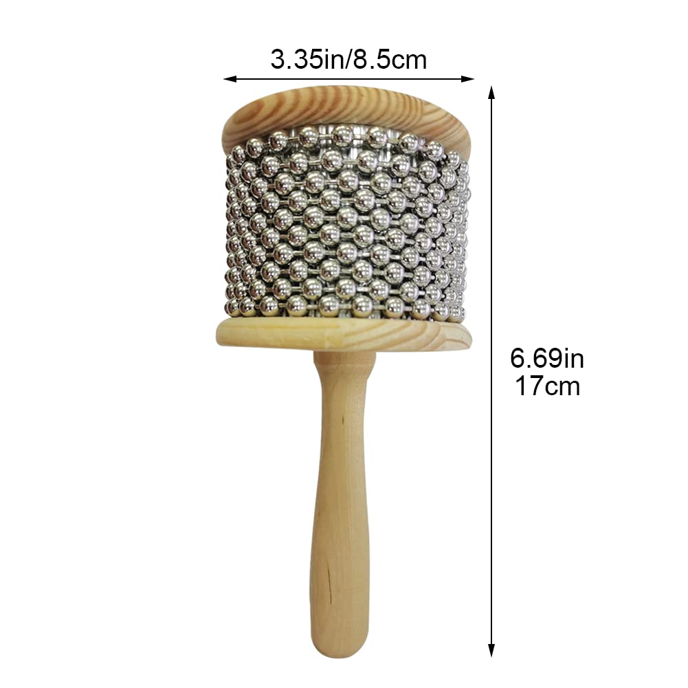 1 Stück Holz Cabasa Metall Perlen Kette & Zylinder Pop Hand Shaker Percussion Instrument Für Klassenroom Band Mittelgröße, 9 cm