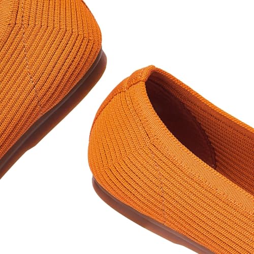 Image of Frank Mully Women's Ballet Flats Round Toe Walking Flats Slip On Work Shoes Knitted Flats Shoes for Woman Soft Lightweight