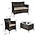 Goplus 4-Piece Rattan Patio Set, Outdoor/Indoor Wicker Conversation Set for Pool, Backyard, Lawn, Wicker Chairs and Sofa with Soft Cushion, Rattan Furniture with Tempered Glass Coffee Table