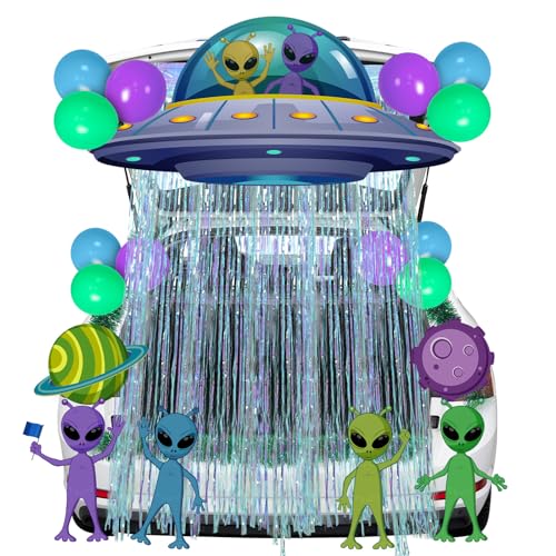 Soulchen Halloween UFO Aliens Trunk or Treat Car Decorations Kit for SUV Outdoor Indoor Decor Planets, House Archway Garage Lawn Balloons, Streamer Tinsels Strips, Home, Outdoor