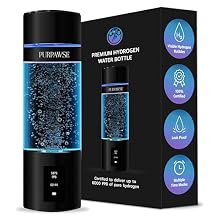 Portable Hydrogen Water Bottle Generator, Up to 6000 PPB with SPE/PEM Technology Hydration Hydrogenated Water Bottle, Athletic, Rechargeable H2 Generator, Long Lasting Battery