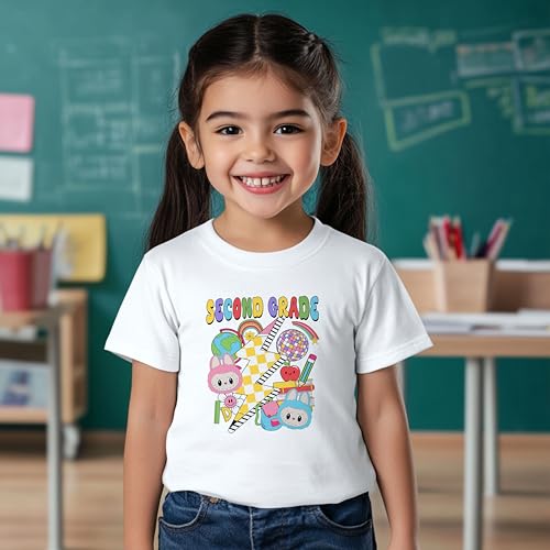 Second Grade #205 Kids Shirts, YS-YXL, Girls, Cute Little Monsters, Labooboos, Great for The First Day of School Or Everyday2