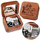 Sinzyo Vintage Wood Carved Mechanism Musical Box Wind Up Music Box Gift for Christmas Merry Go Round of Life Music Box(Musical Note Rosewood Box)
