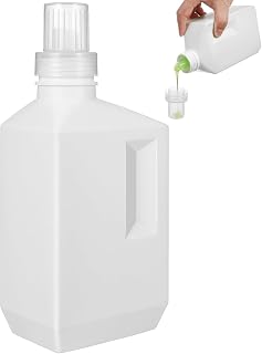 1L/33oz Laundry Detergent Dispenser Bottle, Refillable Empty Bottle with Cap for Body Wash, Shampoo, and Laundry Room Use (White)
