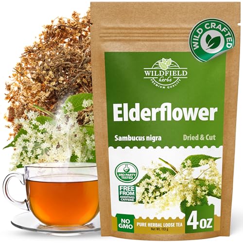 Image of 4 oz. Dried Elderflower Tea Herbal Tea (Flores Sambuci Nigrae) - 113g Elder Flower Herb Espino Blanco