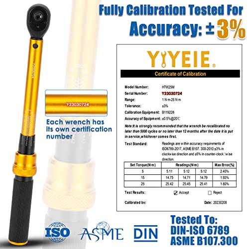 Yiyeie 1/4 Inch Drive Bike Torque Wrench, 1-25 Nm (10-222.5 In.lb), 27 Pcs Click Bicycle Torque Wrench With Bit Sockets, 0.1 Nm Micro, 72-Tooth Ratchet, 3/8 Adapter, For Mtb, E-Bike, Motorcycle #TOP3