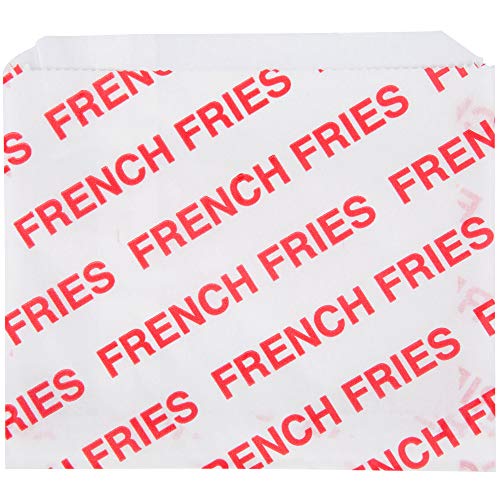 A1 Bakery Supplies Large Printed French Fry Bags 100 Pack 5 1/2' x 4 1/2' Waxed...