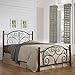 Leggett and Platt Home Textiles Doral Complete Bed with Metal Duo Panels and Dark Walnut Wood Posts, Queen, Matte Black Finish
