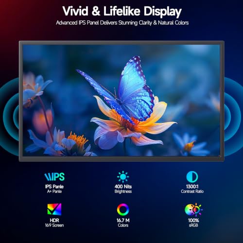 Image of Large Portable Monitor 23.8inch FHD 1080P 120Hz USB-C Monitor, HDMI Laptop Screen Extender, Monitor portatil for Laptop