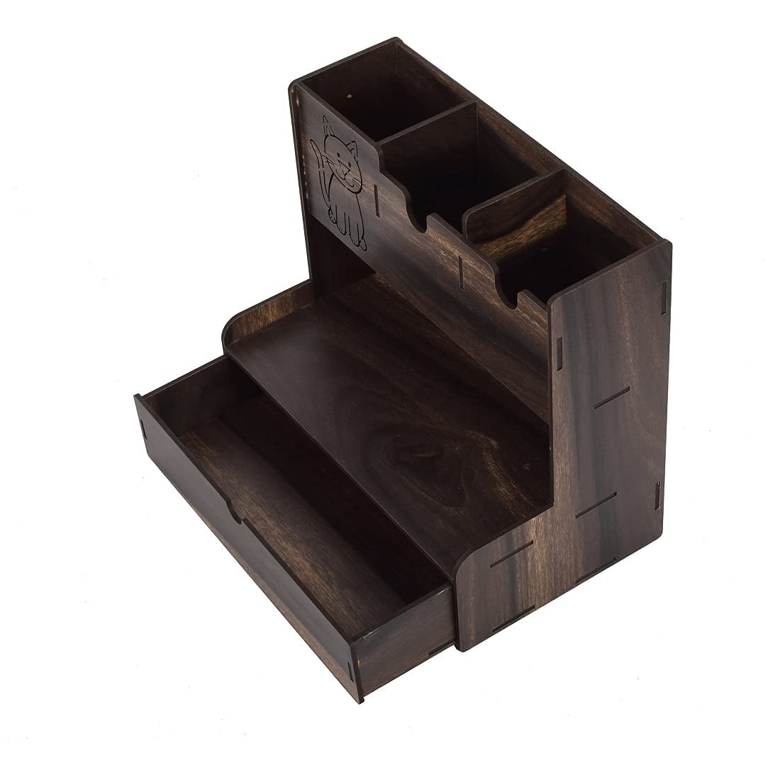 Lakhaji 2 Tier Wooden Cabinet Shelves, Pen/Pencil, Stationery Storage Rack | Bookshelf Organizer for Kids Cube Storage Shelf for Living Room, Bedroom, Small Space (Black)