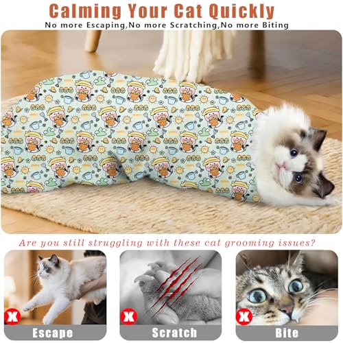 Image of 35.5'' Cat Grooming Wrap with Nails Clipper | Self-Adhesive, Anti-Escape Calming Swaddle, Soft Fabric, Comfortable & Reusable, For Cutting Nails, Ear Cleaning, Medication