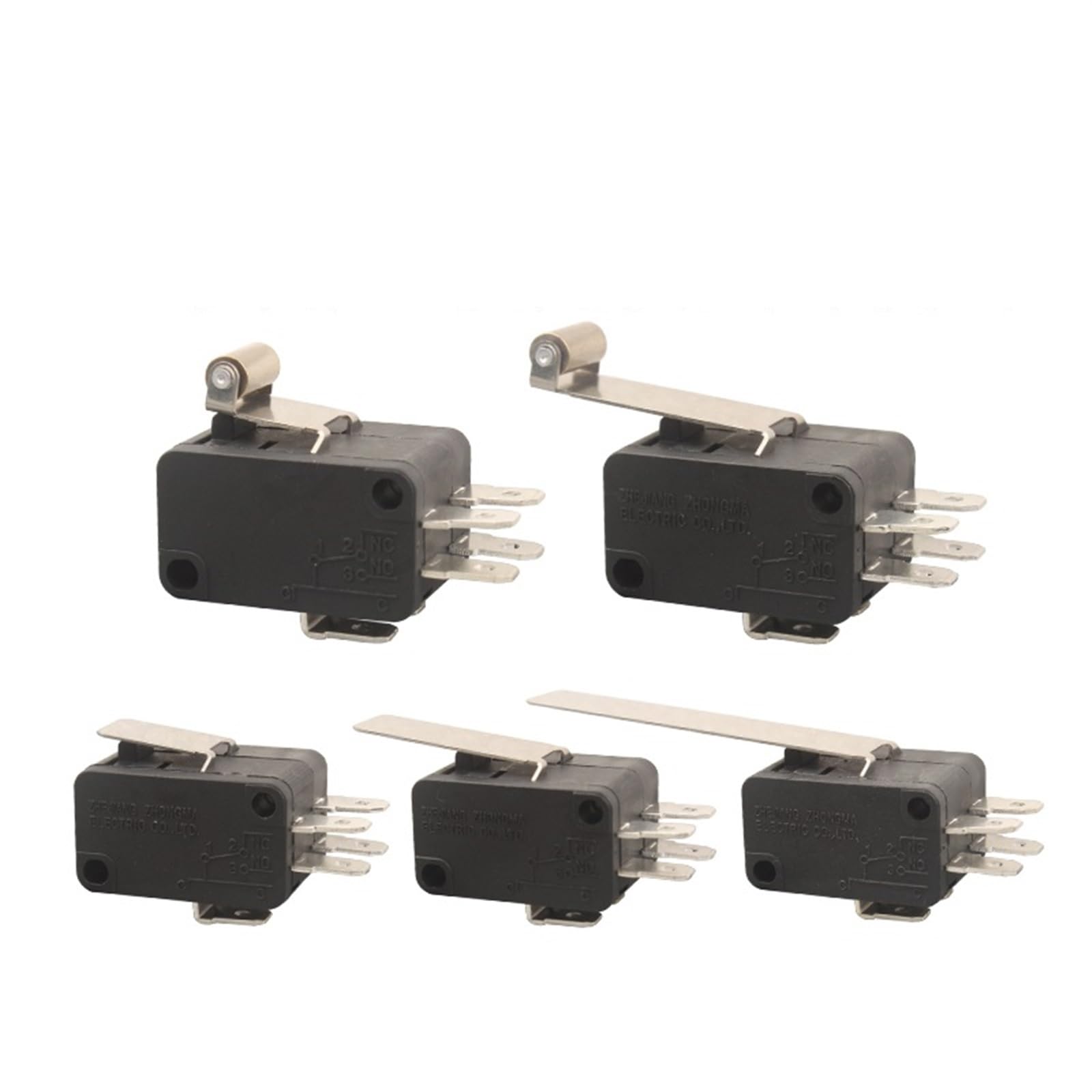 Microinterruptor de límite 16A 250V interruptor final de carrera brazo largo Double-V-155 6