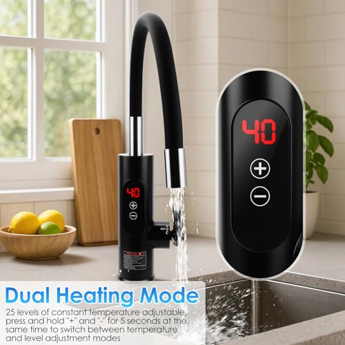 Elektrischer Wasserhahn mit Durchlauferhitzer, 220V 3300W Warmwasserhahn Küchenarmatur Smart Heater Wasserboiler für Küche, Garten, Bad, Wohwagen, Camping