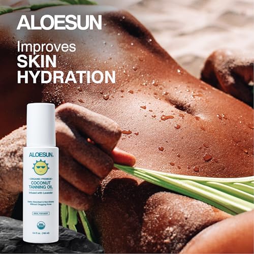 ALOESUN Organic Coconut Tanning Oil Spray Infused with Organic Lavender Oil | Natural Deep Tanning Accelerator | Moisturizing & Hydrating Tan | Non-Greasy | Vegan & Cruelty-Free | Travel Size 3.4 Oz by ALOESUN - Image 3