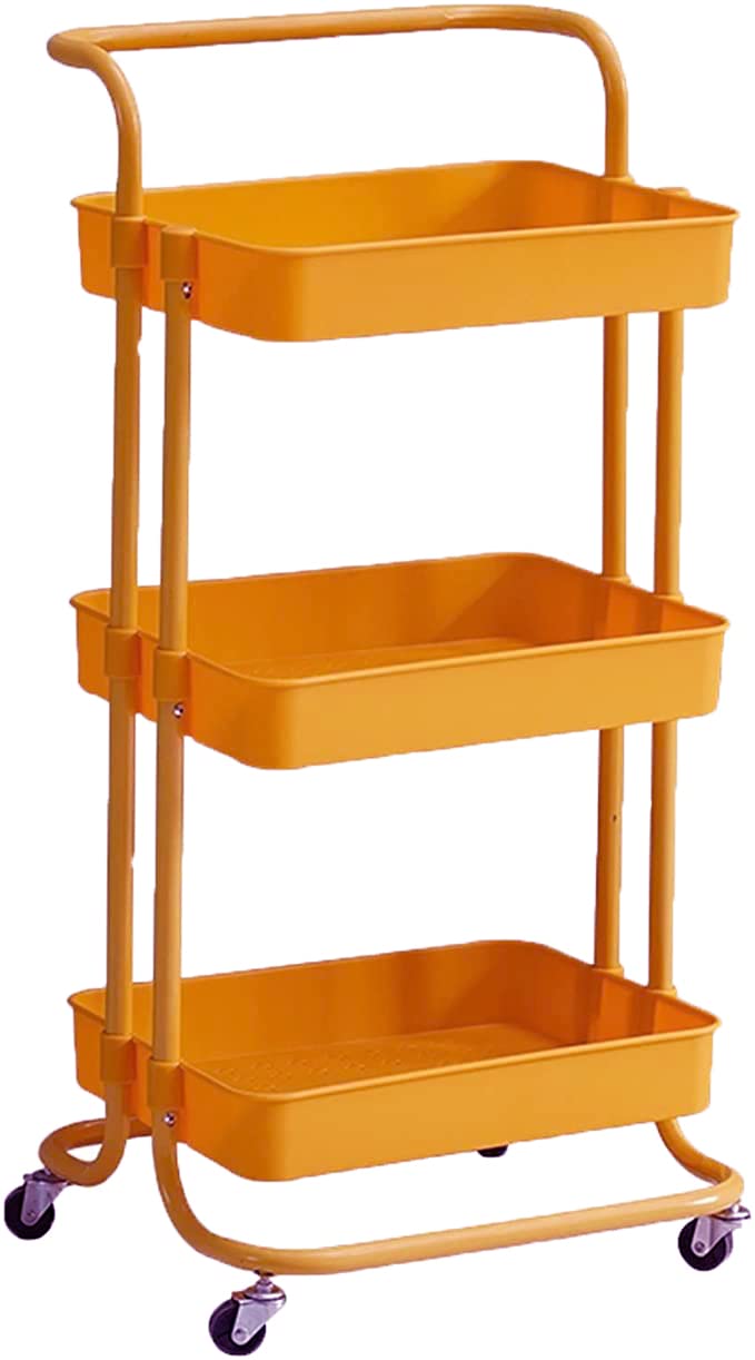 Dreamons link Storage Trolley, Kitchen Unit Storage Trolley For Kitchen Bathroom Laundry Room Rolling Cart On Wheels (Color : Orange)