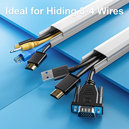 Yecaye TV Cord Hider, 42in Cord Cover, Large Cable Hider, Wire Covers for 4 Cords, Cable Raceway Wire Hider, Wire Hiders for TV on Wall, Cable Cover Cord Concealer, W1.18in H0.6in, White - Thumbnail 4