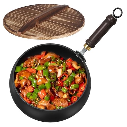 Wok de hierro sin recubrimiento con mango de madera 20cm miniatura 2