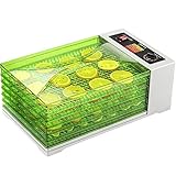 Sancusto Déshydrateur Alimentaire, Déshydrateur Électrique,Déshydrateur De Fruits, Arrêt Automatique, Température Réglable de 30 ° C à 70 ° C, avec 6 Plateaux, Sans BPA, 18L, Vert