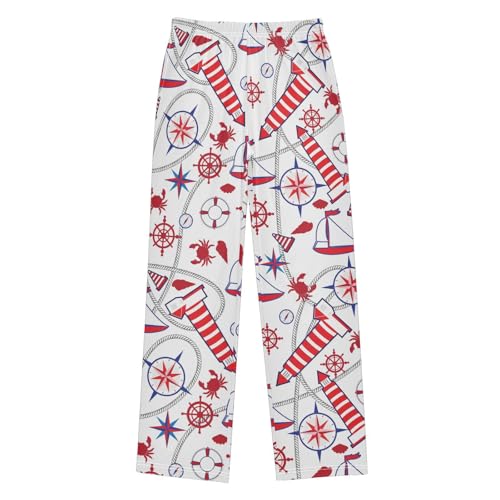 ZZXXB Lighthouse Sailboat Boys Long Pants Soft Trousers Elastic Waist Kids Lounge Bottoms with Pockets S-XL