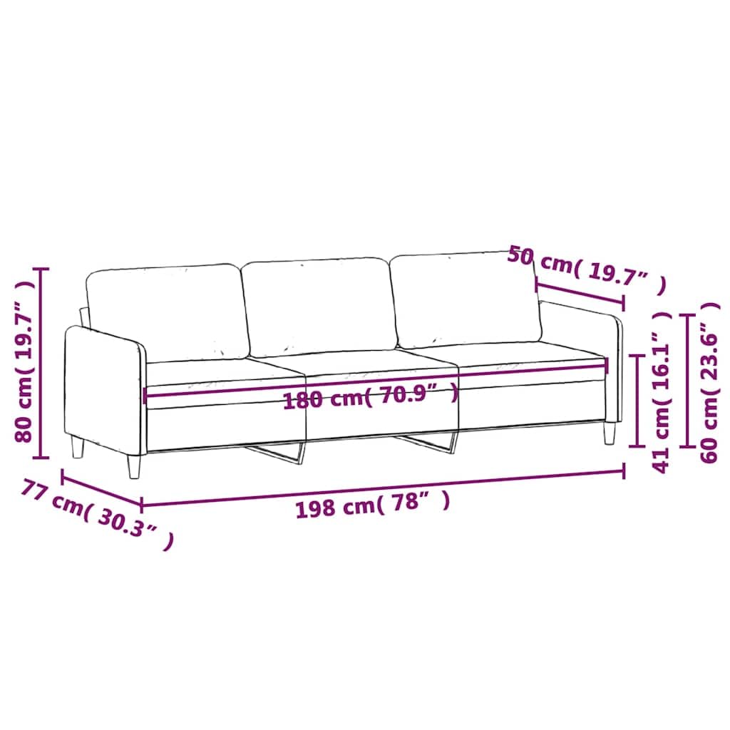 vidaXL Divano a 3 Posti Blu 180 cm in Velluto