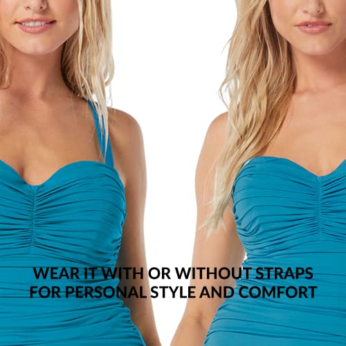 COCO REEF Charisma Bra Sized Underwire Shirred Bandeau Tankini Top, Straps Included3