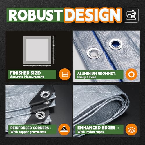 image for Tarps 6x8 Feet (Pack of 5) - 5.5 Mil, Multipurpose Waterproof Poly Tar