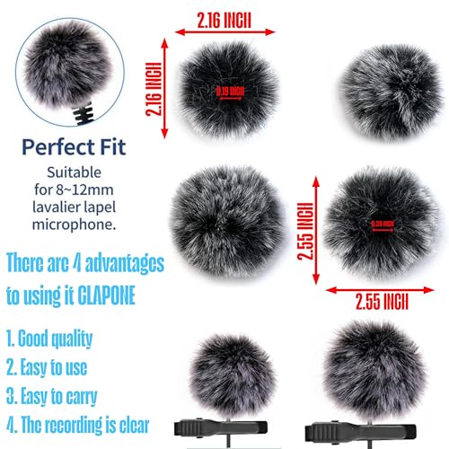 Image of CLAPONE Microphone Wind Muff Windscreen for Lavalier Lapel Microphones - Outdoor Dead Cat Cover for Wind Noise Reduction - Compatible with Most Lapel Mics (Brown, 2 pcs 5mm -10 mm)