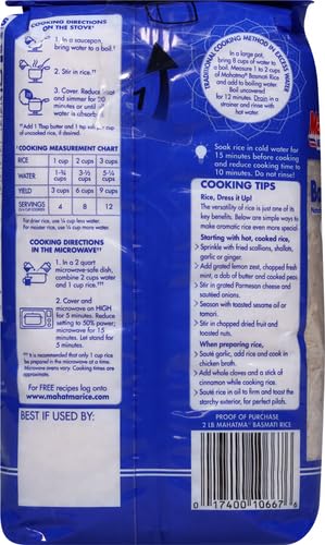 Image of Mahatma Basmati Rice, Fragrant Indian Rice, 2-Pound Bag | Aromatic rice for stovetop or microwave, quick and easy to cook, gluten-free, vegan, kosher, non-GMO, bulk bag