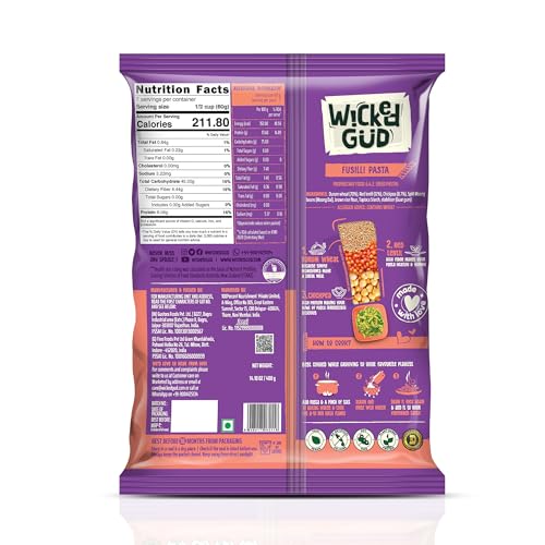 Image of WickedGud Fusilli Pasta Semolina Wheat 400gm (Pack of 3)