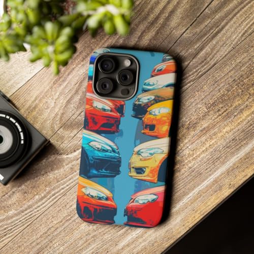 Coque iPhone 15 Pro Max voitures modernes colorées rigide mate multicolore