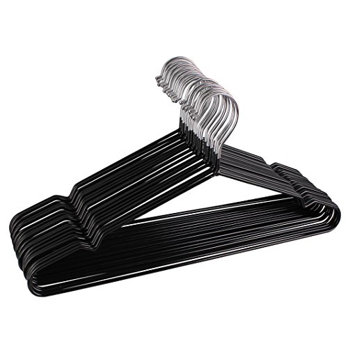 Kabudar Metal Hangers Non-Slip Suit Coat Hangers Chrome and Black Friction, Metal Clothes