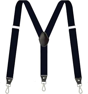 Vauhse Men's Adjustable Y-Back Suspenders with Elastic Straps - Heavy Duty, Durable for Work & Formal Wear