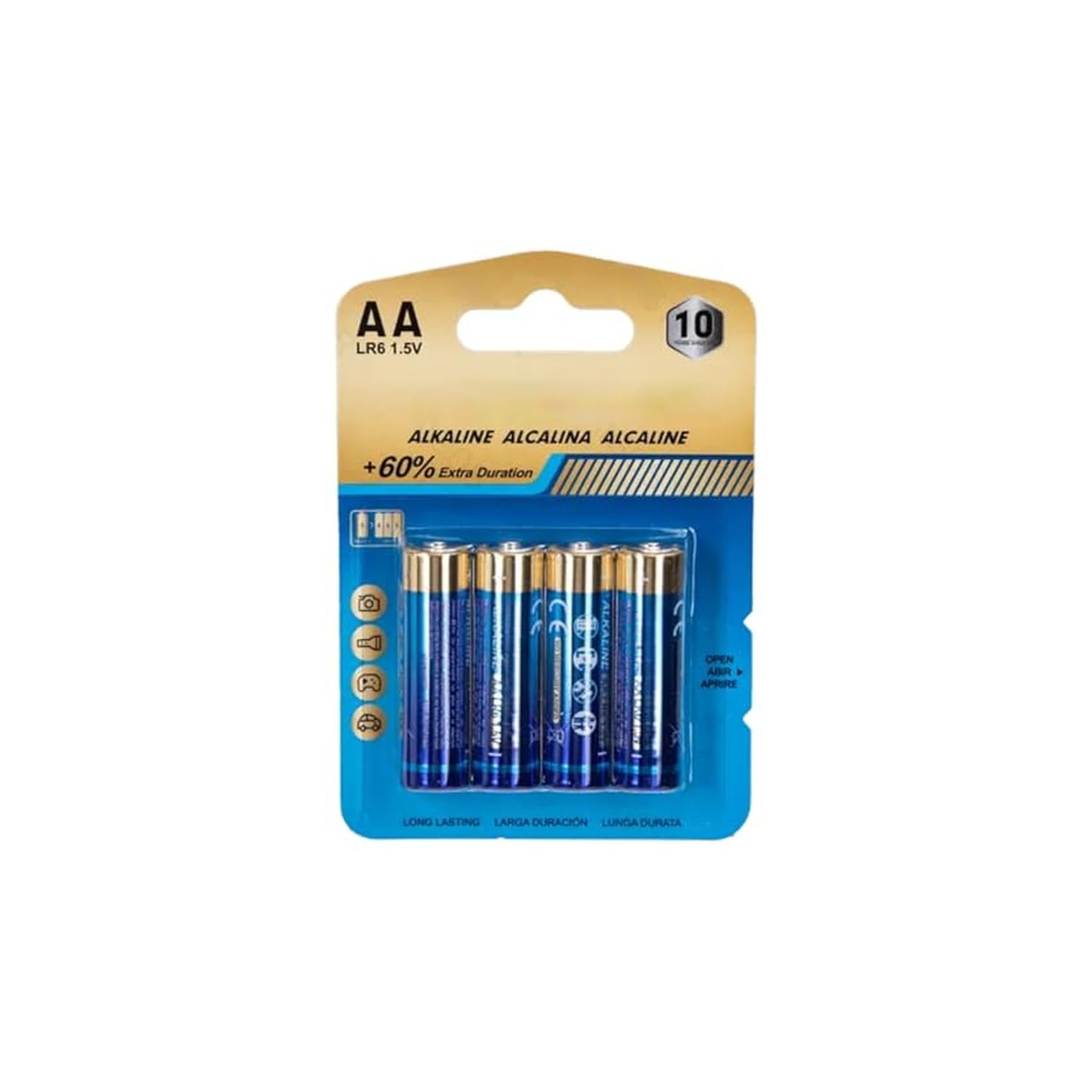 LR6 Alkaline Batteries (AA) 1.5V Pack of 4 Units without Mercury for Controllers, Toys, Cameras, Alarms and More