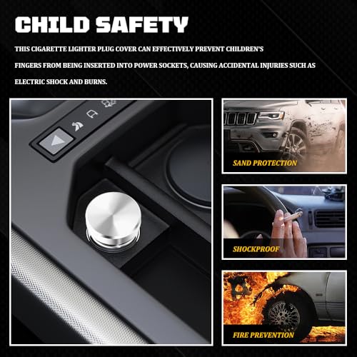 Image of Cigarette Lighter Cover, Dustproof Car Cigarette Lighter Plug Parts, Aluminum Plugs Cover, Waterproof Dustproof Cigarette Lighter Socket Cap for SUV Truck with 12V Power Source (Silver)