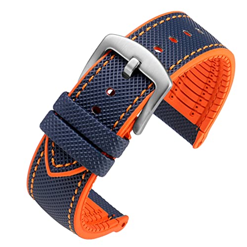 La mejor comparación de Relojes de suelo , tabla con los diez mejores. 46 watchdives Correas de reloj de nailon y goma para hombre con parte inferior de lona, correa de reloj transpirable e impermeable, bandas de repuesto de 20 mm y 22 mm (22 mm, Azul...