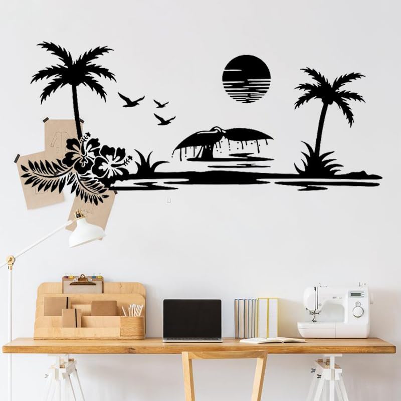 Miniatura 3 de Gran playa paisaje palmera sol pared calcomanía cámper rv autocaravana océano camping viaje naturaleza pegatina dormitorio vinilo decoración YT6767