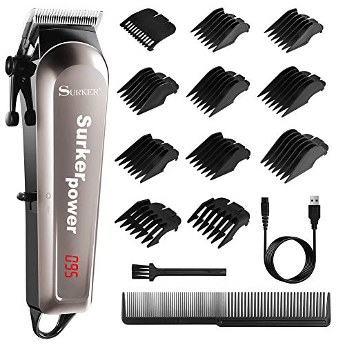 SURKER Hair Clipper for Men Cordless Hair Trimmer Beard Trimmer Barber Mustache Haircut Kit USB Rechargeable Stylish Professional