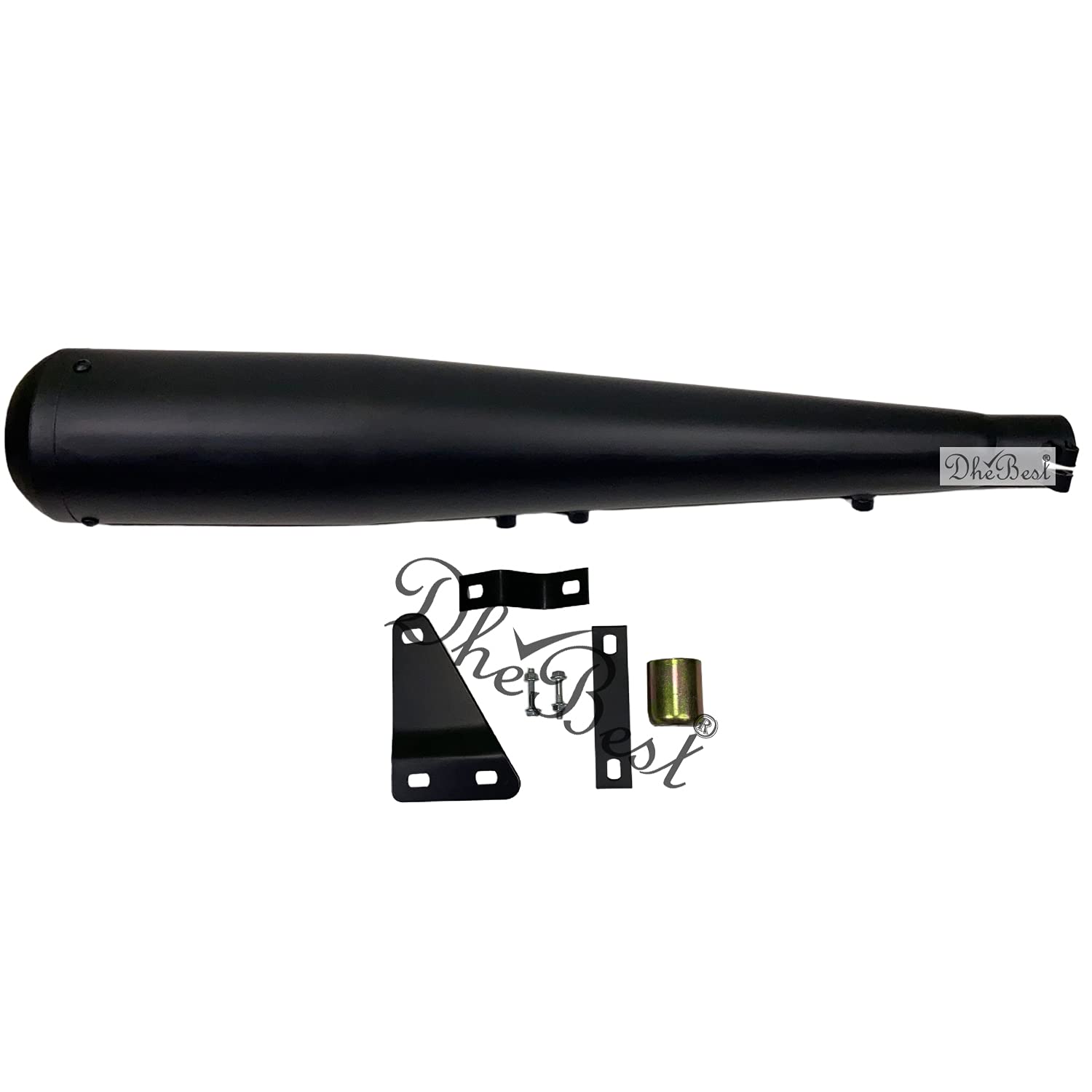 Dhe Best Bike Bullet Megaphone Glasswool Silencer Exhaust Black Bike Exhaust with Zed Clamp Bush for RE Thunderbird 350 Model 2-image-39
