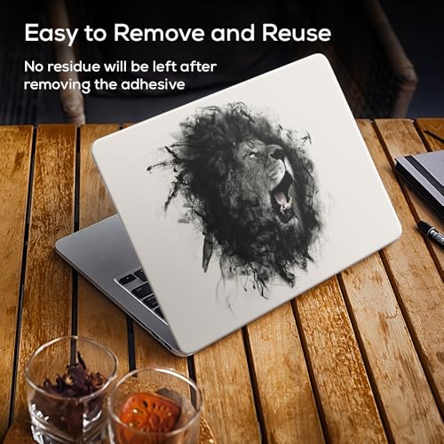 Image of Galaxsia The Lion Top+Wrist Pad Vinyl Laptop Skin /Sticker /Cover Upto 15.6 Inches Laptops Laminated-Removable-HD Quality Compatible for Hp-Dell-Sony-Lenovo-Asus etc.(15x10 Inches)
