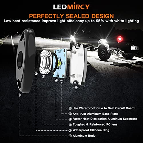 Pure White Rock Lights 30PCS 6000K Super Bright Rock Light White for Off Road Trucks ATV UTV SUV Boat Car Underglow TRAI Rig Light Underbody Neon Lights High Power Waterproof Shockproof - Image 3
