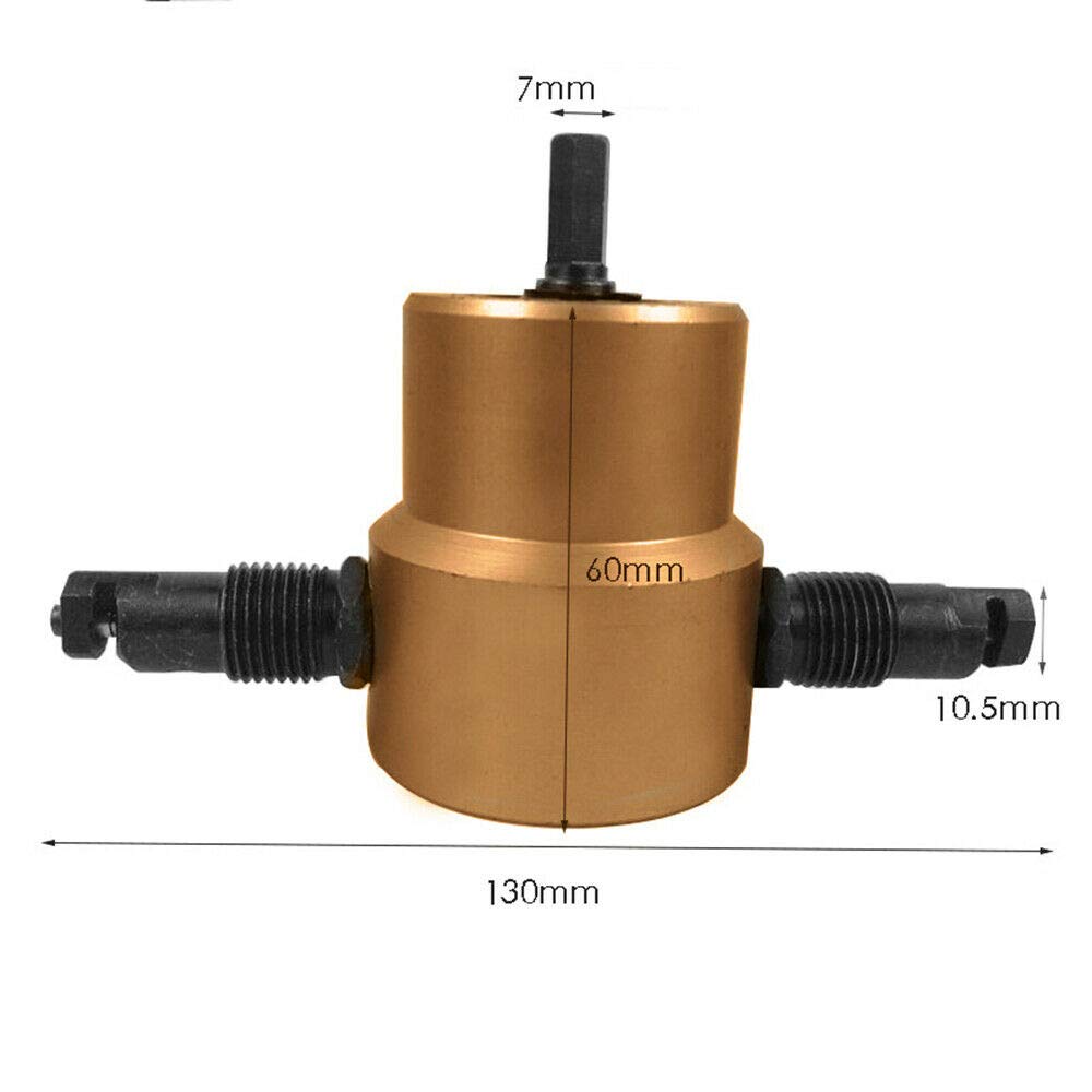 Grignoteuse Métal Perceuse Nibbler Coupe Métal Coupeur Grignoteur Double Tête 360° Perceuse Attachement Outil avec Poinçon pour l'entretien des Réparations Automobiles or