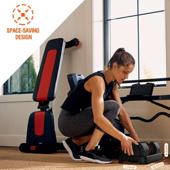 SKOK 55lbs Single Adjustable Dumbbell Weight for Men and Women with Anti-Slip Fast Adjust Weight by Turning Handle,Dumbbell with Tray